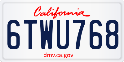 CA license plate 6TWU768