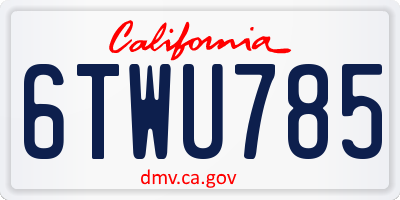 CA license plate 6TWU785