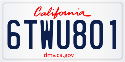 CA license plate 6TWU801