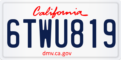 CA license plate 6TWU819
