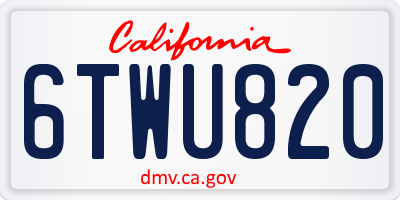 CA license plate 6TWU820