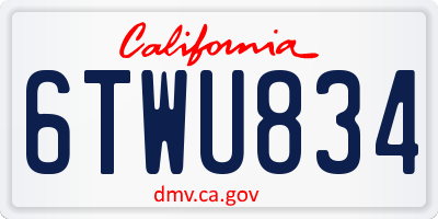CA license plate 6TWU834