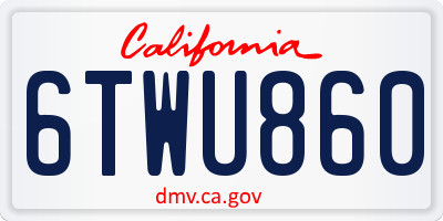 CA license plate 6TWU860