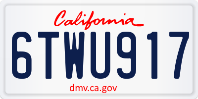 CA license plate 6TWU917