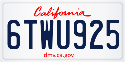 CA license plate 6TWU925