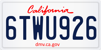 CA license plate 6TWU926