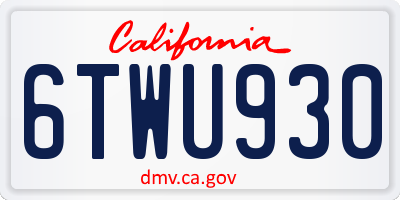 CA license plate 6TWU930