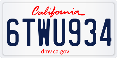 CA license plate 6TWU934