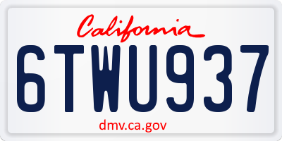 CA license plate 6TWU937
