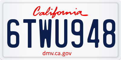 CA license plate 6TWU948