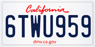 CA license plate 6TWU959