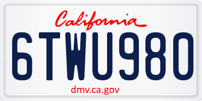 CA license plate 6TWU980
