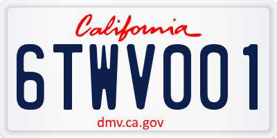 CA license plate 6TWV001