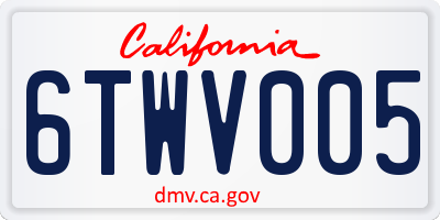 CA license plate 6TWV005