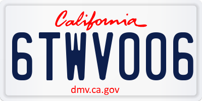 CA license plate 6TWV006