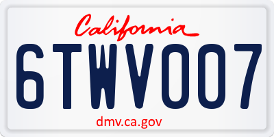 CA license plate 6TWV007