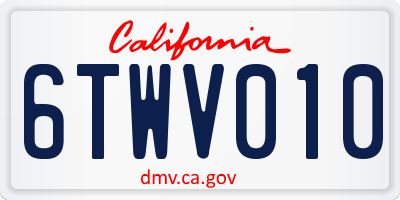 CA license plate 6TWV010