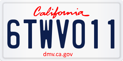 CA license plate 6TWV011
