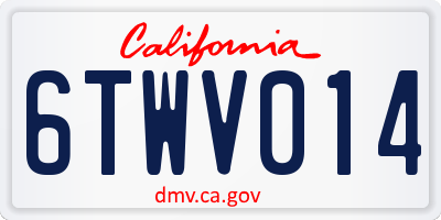 CA license plate 6TWV014
