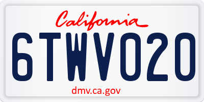 CA license plate 6TWV020