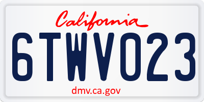 CA license plate 6TWV023