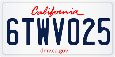 CA license plate 6TWV025
