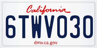 CA license plate 6TWV030