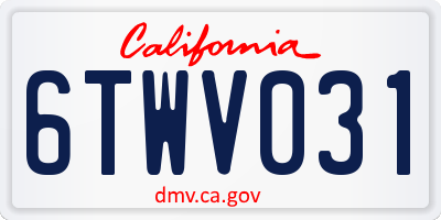 CA license plate 6TWV031
