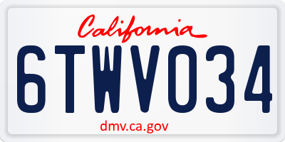 CA license plate 6TWV034