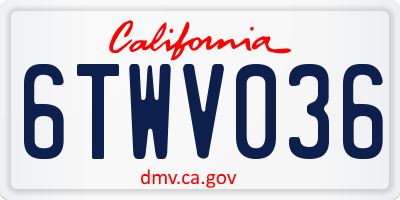 CA license plate 6TWV036