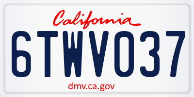 CA license plate 6TWV037