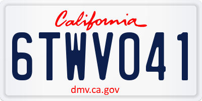 CA license plate 6TWV041