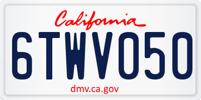 CA license plate 6TWV050