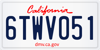 CA license plate 6TWV051