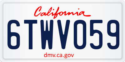 CA license plate 6TWV059