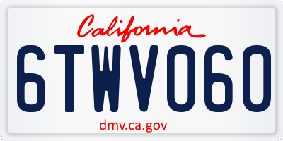 CA license plate 6TWV060