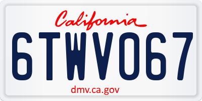 CA license plate 6TWV067
