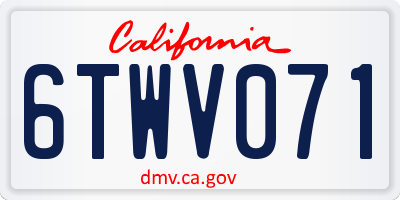 CA license plate 6TWV071