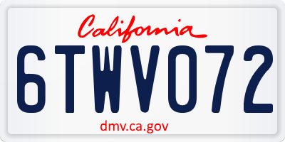 CA license plate 6TWV072