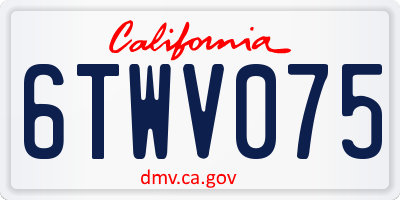 CA license plate 6TWV075