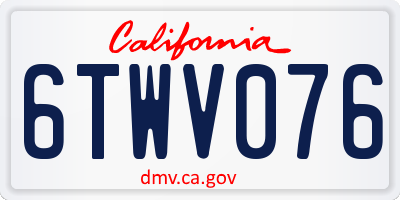 CA license plate 6TWV076