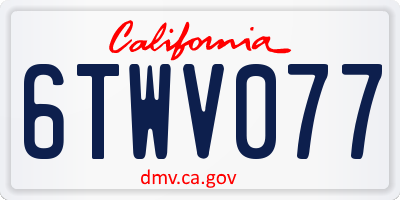 CA license plate 6TWV077