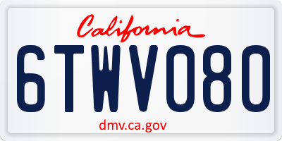 CA license plate 6TWV080