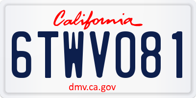 CA license plate 6TWV081