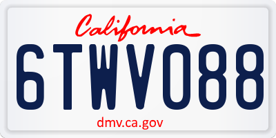 CA license plate 6TWV088