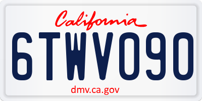 CA license plate 6TWV090