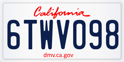 CA license plate 6TWV098