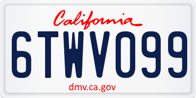 CA license plate 6TWV099