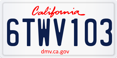 CA license plate 6TWV103