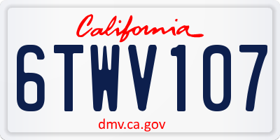 CA license plate 6TWV107